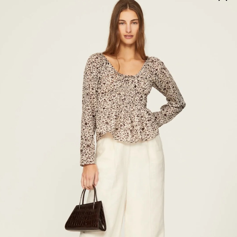 SOMETHING NAVY Cinched Floral Top